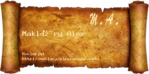 Makláry Alex névjegykártya